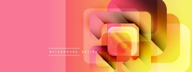 Soyut geometrik şekiller örtüşüyor, canlı renk eğimleri yaratıyor. Pembe, sarı, turuncu renkler tasarımda baskın. Modern arkaplan dokusu.