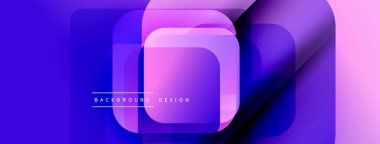Soyut katmanlı şekiller, mor gradyanlar, modern tasarım. Metin elementleriyle minimalist kompozisyon, canlı renkler, pürüzsüz geçişler.