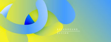 Soyut sıvı şekilleri örtüşür ve canlı renk değişimleri yaratır. Mavi, sarı, yeşil renkler kusursuz bir şekilde harmanlanır. Modern tasarım ögesi.