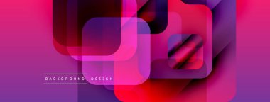 Soyut geometrik şekiller örtüşüyor, canlı pembeler, morlar, kırmızılar yaratıyor. Modern tasarım dinamik, katmanlı, görsel olarak ilginç..