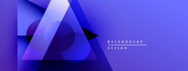 Soyut mavi şekiller dinamik gradyan arkaplan oluşturur. Modern tasarım elementleri teknoloji ve yenilik öneriyor.