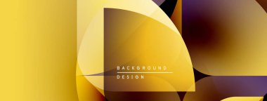 Soyut geometrik tasarım. Altın, mor renkler katmanlı şekiller yaratır. Sunumlar ve markalaşma için modern arkaplan.