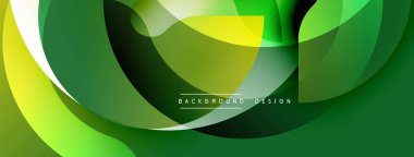 Soyut yeşil arkaplan. Dinamik eğriler, akan şekiller modern tasarım yaratır. Gradyan renkler, pürüzsüz geçişler görsel cazibe sunar.