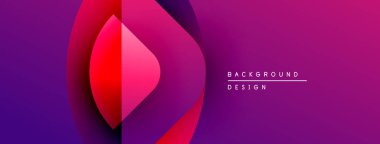 Soyut enerjik tasarım. Üst üste binen daireler dinamik görsel efekt yaratır. Mor, pembe, kırmızı renkler kompozisyona hakim. Modern, gösterişli estetik..