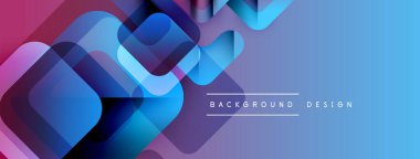 Soyut geometrik şekiller örtüşür, parlak mavi ve mor renkler yaratır. Arkaplan ve sunumlar için uygun modern tasarım.
