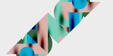 Soyut geometrik şekiller örtüşüyor, canlı renk eğimleri yaratıyor. Kompozisyon modern, dinamik, minimalist hissettiriyor.