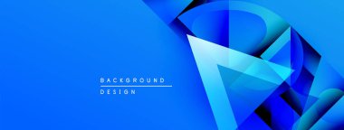 Soyut mavi tasarım katmanlı geometrik şekiller içerir. Modern tarz, canlı renkler, dinamik kompozisyon. Arkaplan ögeleri derinlik ve doku öneriyor.