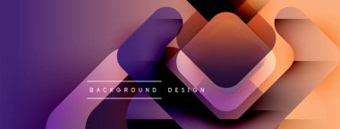 Soyut gradyan şekiller çakışıyor, dinamik görsel etki yaratıyor. Mor, turuncu renkler kompozisyona hakim. Metin arkaplan tasarımı okur.