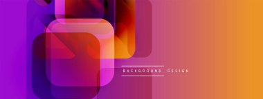 Soyut geometrik şekiller, canlı renkler, değişimler. Arka planlar ve sunumlar için modern tasarım öğesi. Mor, turuncu renkler kompozisyona hakim..