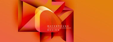 Soyut geometrik şekiller, canlı turuncu renkler, modern tasarım elementleri. Arkaplan özellikleri katmanlı biçimlerdir, metin arkaplan tasarımı okur.