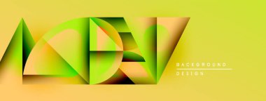 Soyut geometrik şekiller örtüşür, parlak sarı ve yeşil renkler yaratır. Modern tasarım elementleri dinamik görsel deneyim önerir.