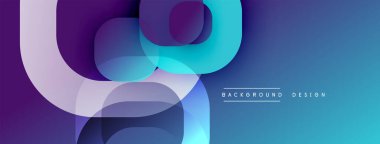 Soyut sıvı şekilleri, canlı maviler, morlar dinamik bir zemin oluşturur. Modern tasarım elementleri hareket, derinlik.