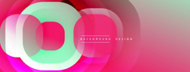 Soyut renkli tasarım. Üst üste binen daireler dinamik değişim etkisi yaratır. Pembe, yeşil renkler kompozisyona hakim. Modern görsel element.