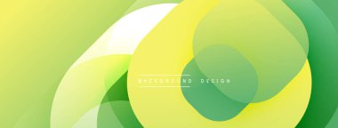 Soyut yeşil arka plan. Üst üste binen daireler dinamik görsel efekt yaratır. Modern tasarım elementleri pürüzsüz eğimler sunar.