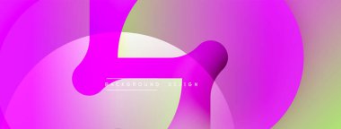 Soyut enerjik tasarım. Üst üste binen şekiller dinamik akış yaratır. Pembe, mor, yeşil renkler kusursuz bir şekilde harmanlanır. Modern estetik.