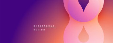 Soyut eğim arkaplanı. Yumuşak kıvrımlar akışkan şekiller yaratır, mordan turuncuya geçiş. Minimalist tasarım, modern estetik.