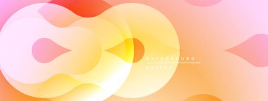 Soyut akışkan şekiller, sıcak renkler karışımı. Gradyan arka plan modern görsel efekt yaratır. Yumuşak kıvrımlar, dinamik bileşim.