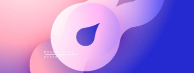 Soyut tasarım akışkan şekiller, değişken renkler. Pembe, mor, mavi renkler modern görsel efektler yaratır. Minimalist kompozisyon.