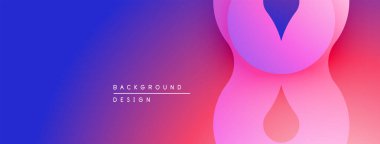 Soyut eğim arkaplanı. Pembe, mor, mavi renkler düzgün bir şekilde harmanlanır. Sıvı şekilli modern tasarım, damlacık detayı.