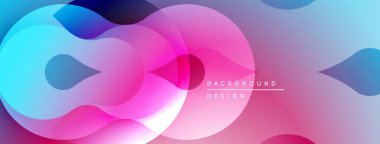 Soyut sıvı şekiller, canlı renklerin karışımı. Pembe, mavi, mor renkler modern tasarım yaratır. Yumuşak geçişler, dinamik kompozisyon.