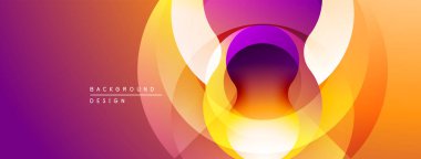 Soyut tasarım özellikleri üst üste binen daireler, canlı gradyanlar. Sıcak renkler baskın, modern görsel etki yaratıyor. Yumuşak geçişler dinamik bileşim sunar.