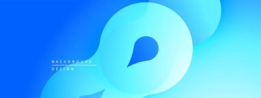 Soyut mavi katmanlar akışkan şekiller yaratır. Dereceli gölgeler derinlik sunar, modern estetik. Minimalist tasarım uygun arka planlar.