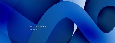 Soyut mavi katmanlar dinamik akış şekilleri yaratır. Modern tasarım derinliği, hareketi ve karmaşıklığı çağrıştırıyor. Yumuşak gradyanlar görsel ilgi sunar.