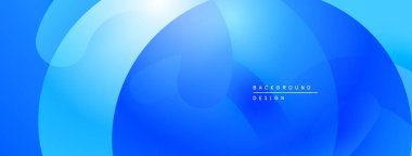 Soyut mavi arkaplan. Üst üste binen şekiller dinamik görsel efekt yaratır. Yumuşak eğimler derinlik ve modern tasarım estetiğini akla getiriyor.