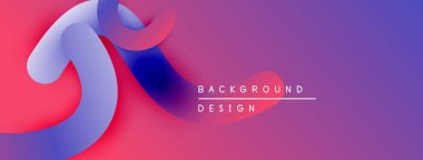 Soyut sıvı şekilleri harmanlanarak canlı mor, mavi ve kırmızı renkler yaratır. Arkaplan ve sunumlar için modern tasarım ögesi.