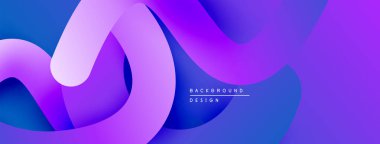 Soyut akan kurdeleler, canlı mor renkler derin maviler ile harmanlanır. Modern tasarım dinamik görsel deneyim yaratır. Düzen eğimleri kompozisyona hakim.