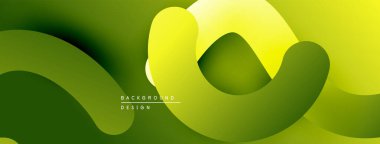 Soyut yeşil arkaplan. Üst üste binen şekiller akıcı, dinamik görsel efekt yaratır. Yumuşak eğimler derinlik sağlar, modern estetik.