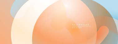 Soyut sıvı şekilleri kesişir. Sıcak turuncu, serin mavi renklere karışıyor. Minimalist tasarım modern estetiği çağrıştırıyor. Yumuşak eğimler derinlik yaratır.