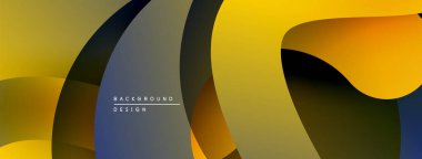 Soyut sıvı şekiller, sarı, donanma, altın rengi. Modern tasarım, dinamik kompozisyon, pürüzsüz gradyanlar görsel ilgi yaratır.