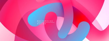 Soyut sıvı şekiller, canlı renklerin karışımı. Pembe, mor, mavi renkler dinamik bileşim oluşturur. Modern tasarım ögesi.