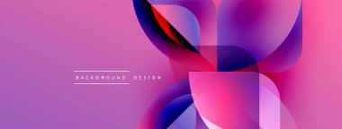 Soyut renkli şekiller örtüşür, dinamik görsel efekt yaratır. Pembe mor renkler arka planda baskın, metin arkaplan tasarımı okuyor.
