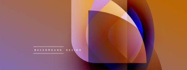 Soyut geometrik şekiller örtüşüyor, canlı renk eğimleri yaratıyor. Tasarım, sıcak tonların daha serin renklere geçişini içeriyor. Mevcut en küçük metin.