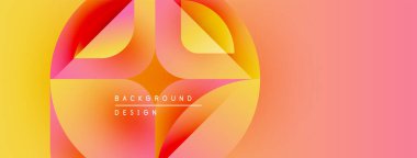 Soyut renkli tasarım. Üst üste binen şekiller dinamik görsel efekt yaratır. Gradyan renkler düzgün bir şekilde harmanlanarak modern arkaplan oluşturur.