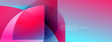 Soyut canlı katmanlar örtüşüyor. Pembe, mavi renkler modern görsel efektler yaratır. Metin elementli minimalist tasarım.