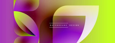 Soyut enerjik tasarım akış şekilleri, gradyanlar. Mor, sarı renkler kompozisyona hakim. Modern estetik, temiz çizgiler sunar.