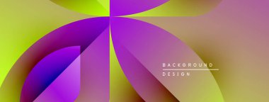 Soyut enerjik tasarım. Üst üste binen renkli şekiller dinamik görsel efekt yaratır. Mezuniyet geçişleri, modern estetik..