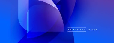 Soyut mavi tasarım, üst üste binen şekiller. Gradyan renkler modern, dinamik görsel efekt yaratır. Minimalist tarz uygun arkaplanlar.