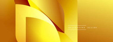 Soyut altın tasarım katmanlı şekiller içerir. Gradyan renkler derinlik yaratır, modern estetik. Minimalist kompozisyon, uygun pankart veya başlık.