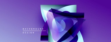 Soyut mor tasarım katmanlı şekiller, gradyanlar içerir. Dijital projeler ve sunumlar için modern arkaplan uygun. Minimalist estetik.