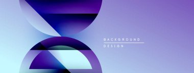 Soyut mor tasarım. Üst üste binen şekiller dinamik görsel efekt yaratır. Gradyan renkler modern estetik sunuyor. Minimalist kompozisyon.