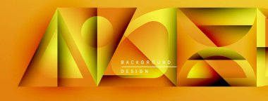 Soyut geometrik şekiller, canlı turuncu renkler, katmanlı tasarım. Metin elemanları ile modern arkaplan, kalın görsel etki.