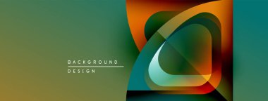 Soyut geometrik şekiller örtüşüyor, canlı renk eğimleri yaratıyor. Modern tasarım elementleri dinamik görsel deneyim önerir.