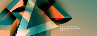 Soyut geometrik şekiller örtüşür, canlı renk karışımları yaratır. Yumuşak eğimler derinlik ve modern tasarım estetiğini akla getiriyor.