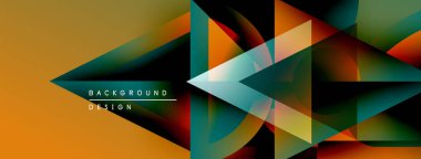 Soyut geometrik tasarım. Üst üste binen üçgenler dinamik görsel efekt yaratır. Sıcak, serin renkler kusursuz bir şekilde harmanlanır. Modern arkaplan dokusu.