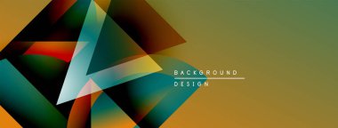 Soyut geometrik şekiller, canlı renkler, modern tasarım. Arkaplan özellikleri katmanlı üçgenler, gradyanlar, pürüzsüz geçişler.