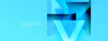 Soyut mavi tasarım katmanlı geometrik şekiller içerir. Parlak gradyanlar modern görsel efekt yaratır. En küçük metin arkaplan amacını gösterir.